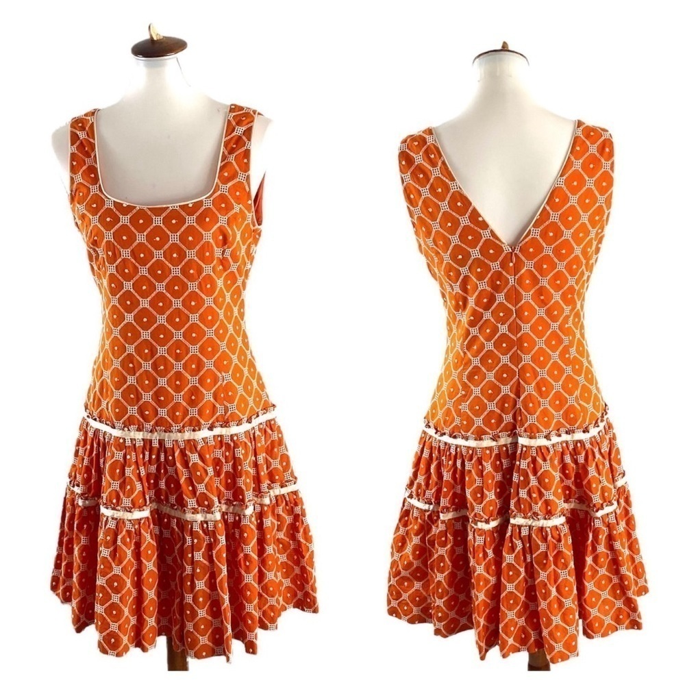 Worth Drop Waist Embroidered Sleeveless Midi Dress SZ 4